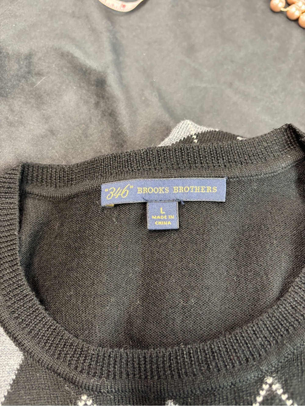 Brooks Brothers 346 | Merino Wool Argyle Twinset — Vest & Cardigan | Size L - Picture 2 of 11